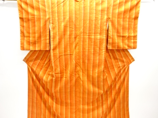 縞織り出し手織り真綿紬着物